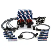 2x BOSCH Verteilerkappe + Finger + Kabelsatz + 8x Z&uuml;ndkerze f&uuml;r MERCEDES W124 W140 V8 M119