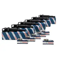 6x BOSCH Z&uuml;ndspule + 6x BOSCH Z&uuml;ndkerze f&uuml;r BMW 3er E46 5er E39 E60 E61 7er E65-67 X3 M54