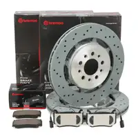 BREMBO Brake Discs + Brake Pads + Sensor for ALFA ROMEO Giulia Stelvio 2.9 Q4 (Rear)