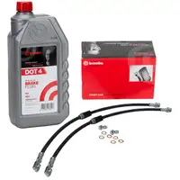 2x BREMBO Bremsschlauch + 1L DOT 4 Bremsfl&uuml;ssigkeit f&uuml;r VW Golf 5 6 Touran A3 8P vorne