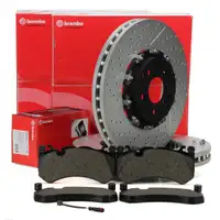 BREMBO Bremsscheiben + Bel&auml;ge + Sensor f&uuml;r MERCEDES W204 C209 C219 W211 W212 63AMG vorne