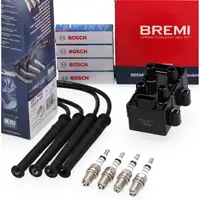 BREMI Z&uuml;ndspule + BERU Kabelsatz + 4x BOSCH Z&uuml;ndkerze f&uuml;r RENAULT Clio 2 Twingo 1 1.2