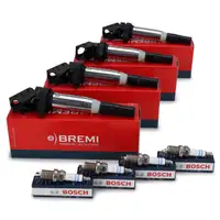 4x BREMI Z&uuml;ndspule + 4x BOSCH Z&uuml;ndkerze f&uuml;r BMW E81-88 E46 E90-93 X1 E84 X3 E83 Z4 N40-46