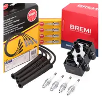 BREMI Z&uuml;ndspule + NGK Kabelsatz + 4x Z&uuml;ndkerze f&uuml;r RENAULT Clio 2 Twingo 1 2 1.2