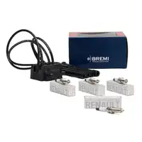BREMI Zündspule + Zündkabelsatz + 4x ORIGINAL Zündkerze für RENAULT Clio 2 Twingo 1 1.2
