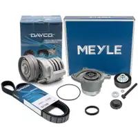 DAYCO Keilrippenriemen + Spanner + MEYLE Wasserpumpe für VW Golf 5 6 Passat B6 B7 1.4 TSI
