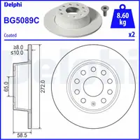 DELPHI BG5089C Bremsscheiben Satz f&uuml;r VW Golf 6 7 Touran A1 8X A3 8P 8V Q2 GA TT hinten
