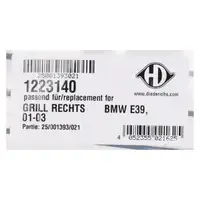 DIEDERICHS K&uuml;hlergitter K&uuml;hlergrill Ziergitter f&uuml;r BMW 5er E39 vorne rechts 51137005838