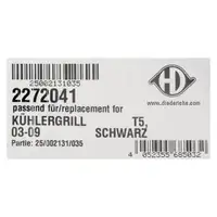 DIEDERICHS 2272041 L&uuml;ftungsgitter K&uuml;hlergitter K&uuml;hlergrill f&uuml;r VW Transporter T5 7H0853653