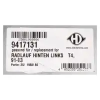 DIEDERICHS Seitenwand Radlaufrand f&uuml;r VW Transporter / Multivan T4 hinten links