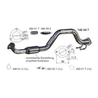 ERNST 140447 Abgasrohr Auspuffrohr Hosenrohr f&uuml;r VW Caddy 3 1.4 80 PS BUD vorne