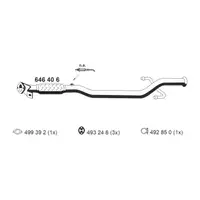 ERNST 646406 Exhaust pipe for HYUNDAI Getz (TB) 1.3 1.3i up to 08/2005, front 286101C060