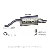 ERNST 034098 Endschalld&auml;mpfer f&uuml;r OPEL Meriva B 1.4 120/140 PS A14NET B14NET 95507084