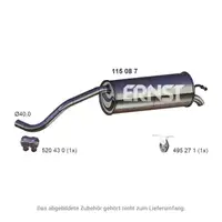 ERNST 115087 Endschalld&auml;mpfer f&uuml;r VW Polo 5 SEAT Ibiza 4 SKODA Fabia 3 1.0 ab 02.2014