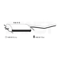 ERNST 119115 Endschalld&auml;mpfer Auspuff Endtopf f&uuml;r VW Scirocco (53B) 1.6 1.8 72/95/112 PS