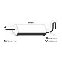 ERNST 143073 Endschalld&auml;mpfer Auspuff Endtopf f&uuml;r VW Passat B5 1.8 125 PS bis 08.2000