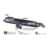 ERNST 155090 Endschalld&auml;mpfer f&uuml;r VW Touran 1T1-3 1.4 TSI 2.0 FSI 1.9/2.0 TDI 1T0253609S