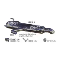 ERNST 155106 Endschalld&auml;mpfer Auspuff f&uuml;r VW Touran 1T1 1T2 1.9 TDI 90/100/105 PS