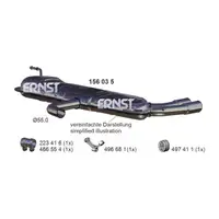 ERNST 156035 Endschalld&auml;mpfer f&uuml;r VW Golf 6 / Plus 2.0 TDI 110/136/140 PS 07.2009-07.2013