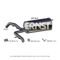 ERNST 202206 Endschalld&auml;mpfer Auspuff f&uuml;r AUDI A2 (8Z0) 1.4 75 PS mit 34L Tank 8Z0253609C