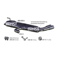 ERNST 203050 Endschalld&auml;mpfer f&uuml;r AUDI A3 Sportback (8PA) 2.0 FSI 150 PS bis 01.2007