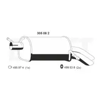ERNST 305082 Endschalld&auml;mpfer Auspuff Endtopf f&uuml;r FORD Galaxy WGR 2.8 V6 204 PS AYL