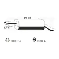 ERNST 310116 Endschalld&auml;mpfer Auspuff Endtopf f&uuml;r FORD Fusion (JU_) 1.6 100 PS bis 11.2005