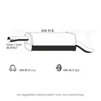 ERNST 310116 Endschalld&auml;mpfer Auspuff Endtopf f&uuml;r FORD Fusion (JU_) 1.6 100 PS bis 11.2005