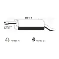 ERNST 310154 Endschalld&auml;mpfer Auspuff f&uuml;r FORD Fusion (JU_) 1.4 TDCi 68 PS bis 11.2005