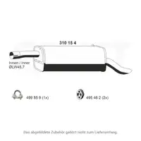 ERNST 310154 Endschalld&auml;mpfer Auspuff f&uuml;r FORD Fusion (JU_) 1.4 TDCi 68 PS bis 11.2005