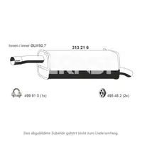 ERNST 313216 Endschalld&auml;mpfer Auspuff f&uuml;r FORD Fiesta 5 MK5 1.6 TDCi 90 PS bis 11.2005