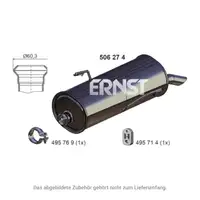 ERNST 506274 Endschalld&auml;mpfer Auspuff f&uuml;r PEUGEOT 206+ 1.1 1.4i 60/73/75 PS 1730.EC