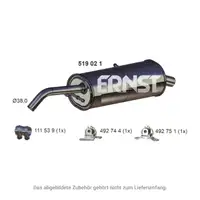 ERNST 519021 Endschalld&auml;mpfer Auspuff Endtopf f&uuml;r CITROEN C2 1.1 C3 I 1.1i 60 PS 1726.NT