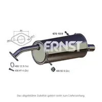 ERNST 670159 Endschalld&auml;mpfer f&uuml;r MAZDA 2 (DE_, DH_) 1.3/1.5 MZR bis 12.2014 ZJ34-40-100