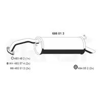 ERNST 686013 Endschalld&auml;mpfer Auspuff Endtopf f&uuml;r TOYOTA Yaris (P1) 1.0 1.3 65/68/87 PS