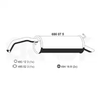 ERNST 686075 Endschalld&auml;mpfer Auspuff Endtopf f&uuml;r TOYOTA Yaris (_P1_) 1.3 86 PS
