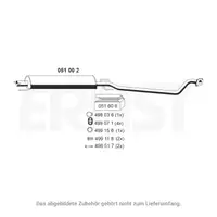 ERNST 051002 Mid-muffler for OPEL Astra G T98 1.6i up to part no. 5852111/24423017