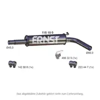ERNST 115100 Mid-muffler for VW Polo 4, SEAT Ibiza 4, Fabia 2 1.6 16V 6Q0253209BA