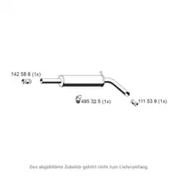 ERNST 112284 Center Muffler for VW Polo 4 1.2 / 12V 54/64 hp 6Q0253209J