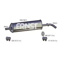 ERNST 113137 Mittelschalld&auml;mpfer Mitteltopf f&uuml;r VW Up SEAT Mii SKODA Citigo 1.0 60/75 PS