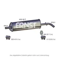 ERNST 113137 Mid-Muffler for VW Up, SEAT Mii, and SKODA Citigo 1.0 60/75 hp