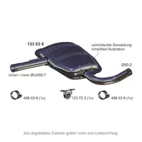 ERNST 133036 Mid-Muffler (Center Section) for VW Passat B3/B4 1.6, 1.8, 2.0, 1.9 TDI