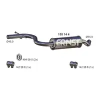 ERNST 155144 Mittelschalld&auml;mpfer Mitteltopf f&uuml;r VW Golf 5 / Plus 1.4 FSI 90 PS bis 05.2006