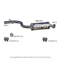 ERNST 155144 Center Muffler for VW Golf 5 / Plus 1.4 FSI 90 hp up to May 2006