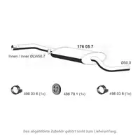ERNST 176057 Mid-Muffler (Center Section) for VW Transporter T4 2.0, 2.5, 1.9/2.4D