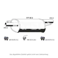 ERNST 177092 Mid-muffler for VW California Multivan Transporter T5 2.0/2.5 TDI