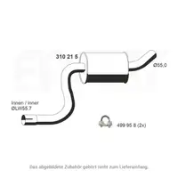 ERNST 310215 Mid-Muffler, Mid-Muffler for FORD Fiesta 5 MK5 ST150