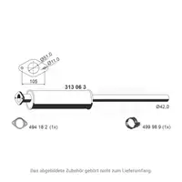 ERNST 313063 Front Muffler for FORD Focus 2 C-Max DM2 1.4 1.6 80/100 hp