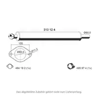 ERNST 313087 Front silencer for FORD Focus 2, C-Max DM2 2.0 TDCi, VOLVO S40 II, V50 2.0D