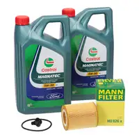 10x CASTROL MAGNATEC 5W-30 A5 Motor&ouml;l + MANN &Ouml;lfilter f&uuml;r FORD Ranger 3.0 EcoBlue 4x4